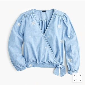 J CREW // Chambray wrap top in star print